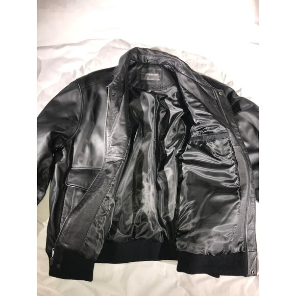 Croft & Barrow Men's Black Leather Bomber Aviator Jacket - Picture 4 of 10